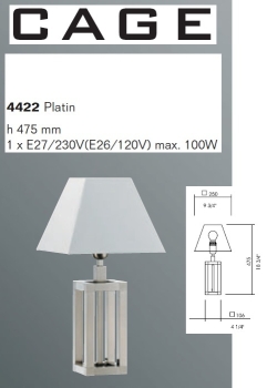 Neuhaus Design Tischleuchte CAGE 475mm Platin